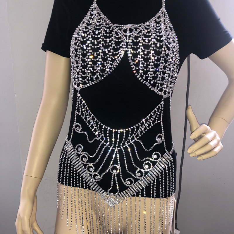 Title 5, Fringed Rhinestone Bodysuit Body Chain