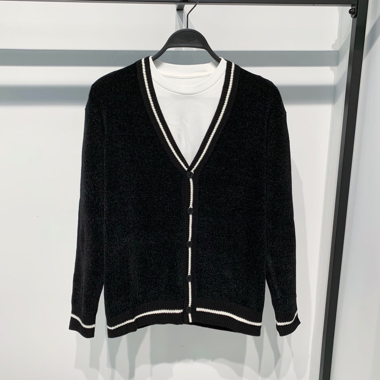 Slim-fit Youth V-neck Long-sleeved Jacquard Sweater Coat