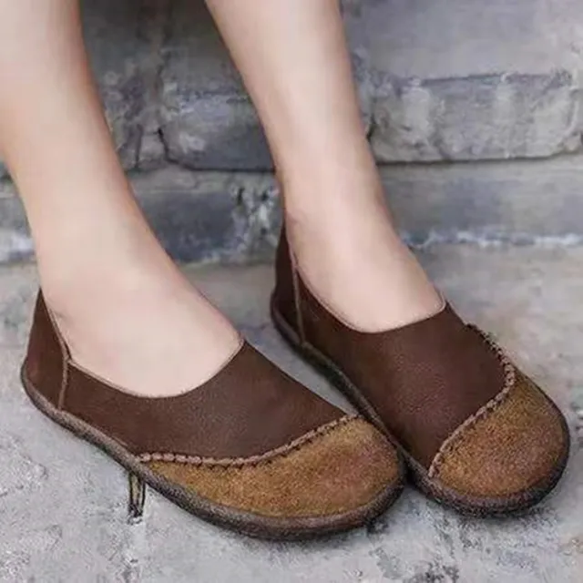 Casual Comfortabele Leren Loafer Met Platte Plateau Coffee - Shop at LoveMi