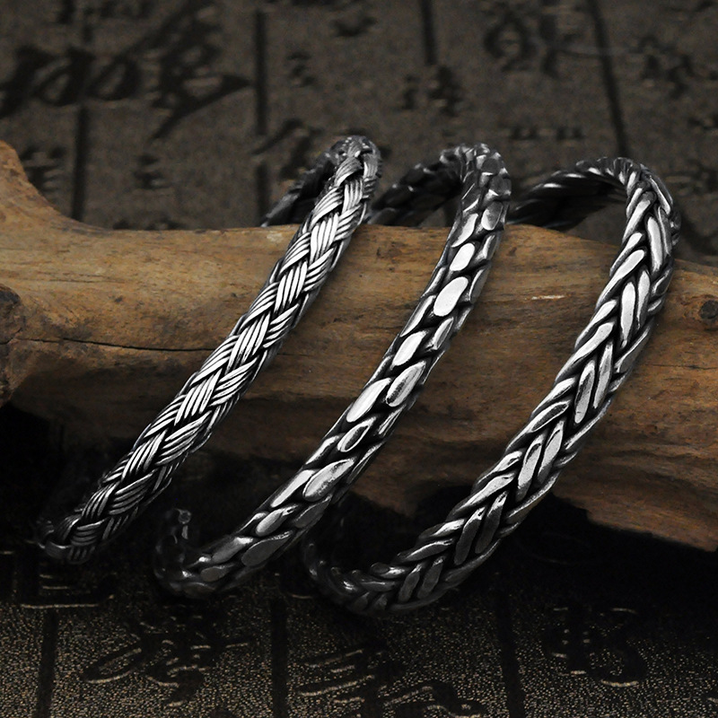 Simple And Personalized Hand-woven Thai Silver Bracelet