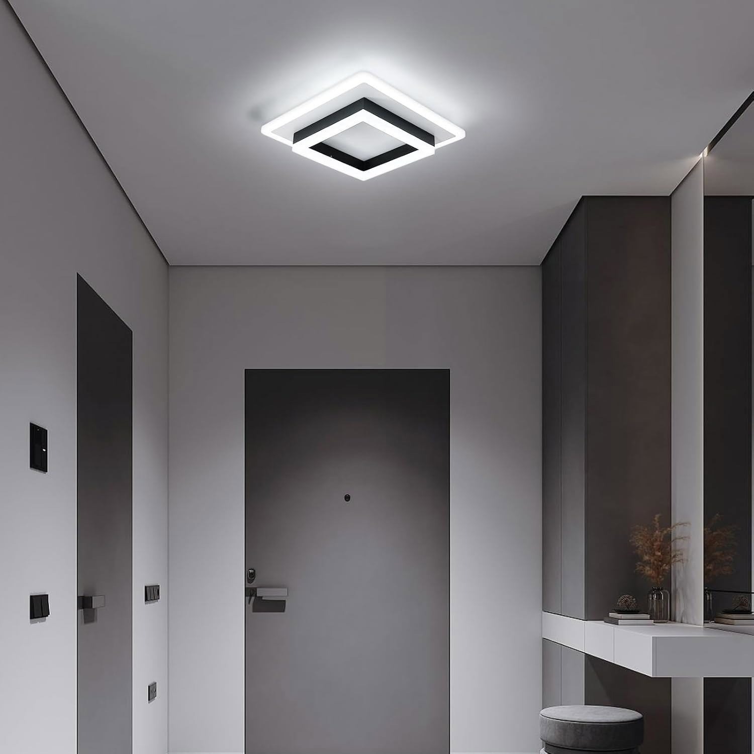 30W Ceiling Light Modern Square LED Cool White Chandelier For Living Room