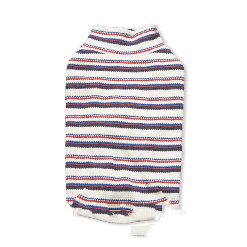 Autumn And Winter Pet Clothes Striped Waffle Home Long-sleeved Dogs And Cats Comfortable Home Inside - Curry Apricot