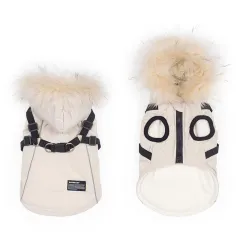 The New Teddy Bichon Pet Cotton Coat Autumn And Winter Clothes Can Be Towed - White - View 1