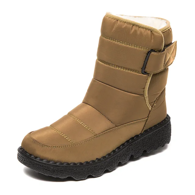 Snow Boots Winter Warm Plush Shoes Women Waterproof Low Heels Platform Ankle Boots Female Shoes Khaki - Shop at LoveMi