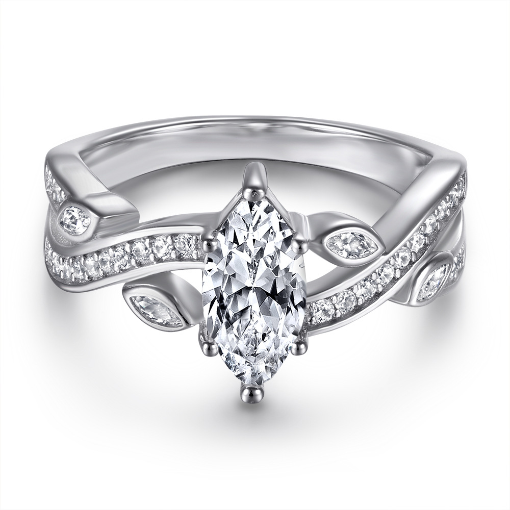 S925 Silver Ring Inlaid With Marquise Zircon
