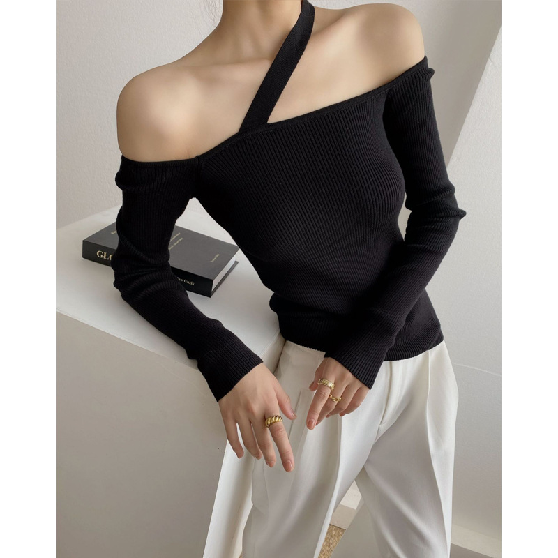 Title 5, Womens French Niche Design Off-the-shoulder Kn...