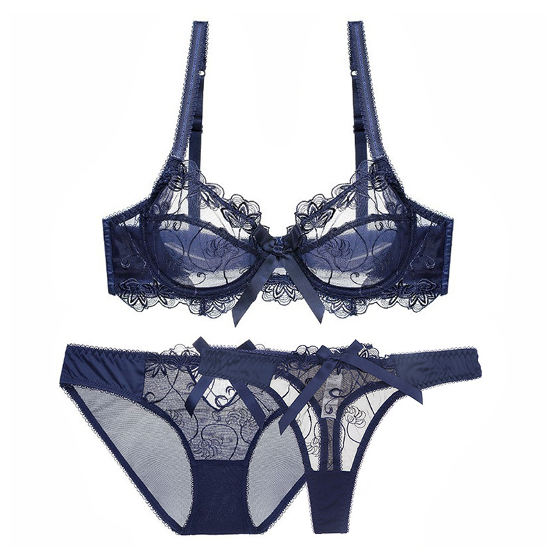 Title 6, Cutout Thin Lace Embroidered Bra Set Of 3