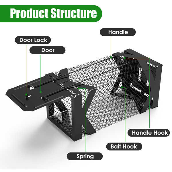 Humane Mouse Trap Cage, Non-Lethal (No Electricity/Glue/Chemicals), Heavy Duty 1.15mm Metal (Rustproof), Easy Catch & Release for Mice/Voles/Hamsters, Indoors/Outdoors Use-13