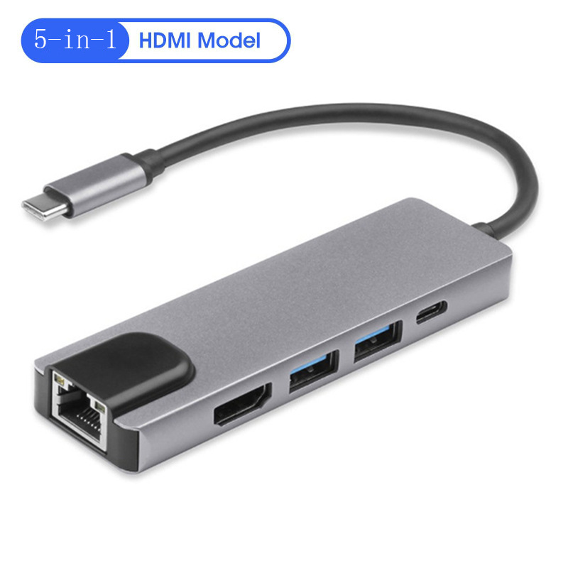 5-in-1 Type-c To HDMI Network Card USB Expansion Dock