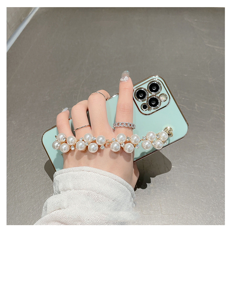 Compatible with Apple , Simple Electroplating Pearl Chain Phone Case - Image 5