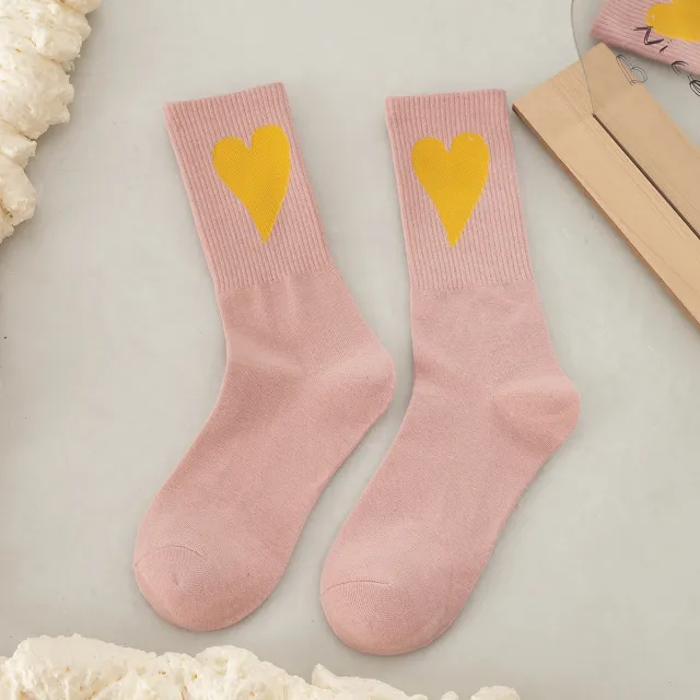 Socks Women's Big Love Medium Tube Macaron Color Pink - Shop at LoveMi