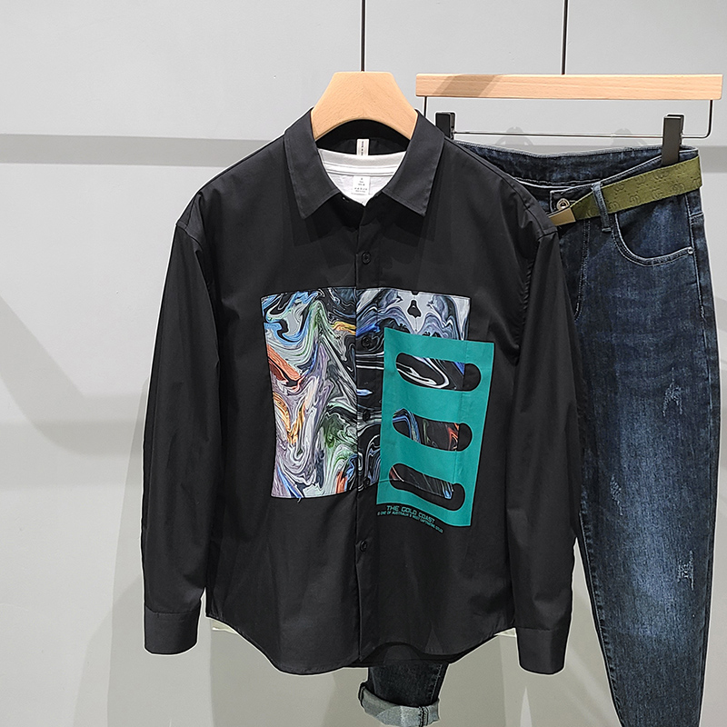 Men's Fashion Printed Shirts Long Sleeves