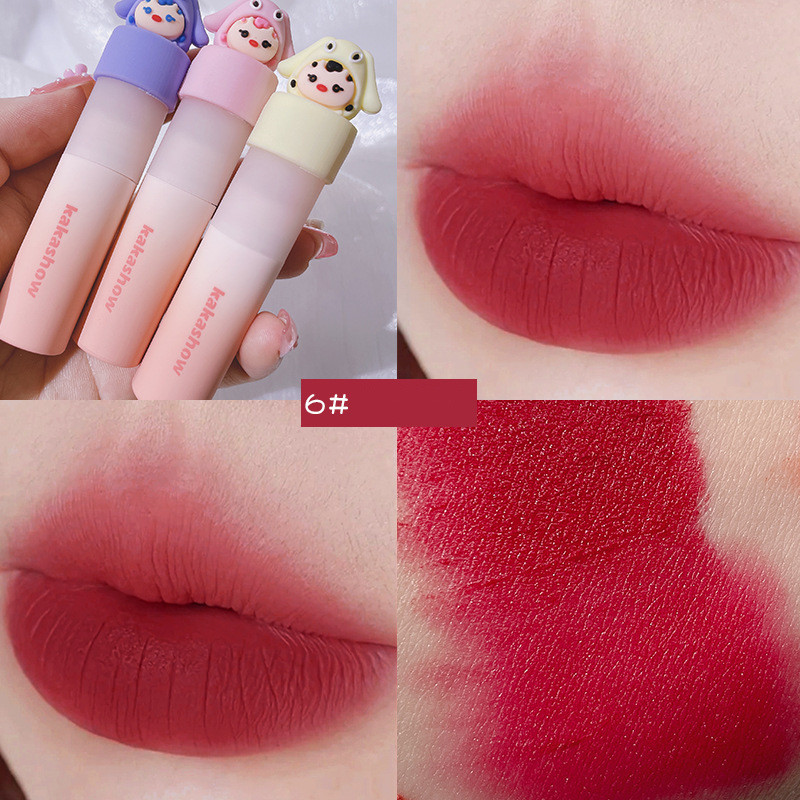 Women's Cute Cute Velvet Matte Not Easy To Stick Lip Glaze 6 Wine Stained Cherry - Shop at LoveMi