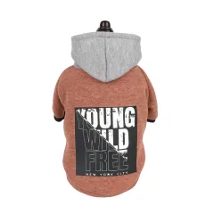 Letter Print Hooded Sweatshirt - Khaki - View 1