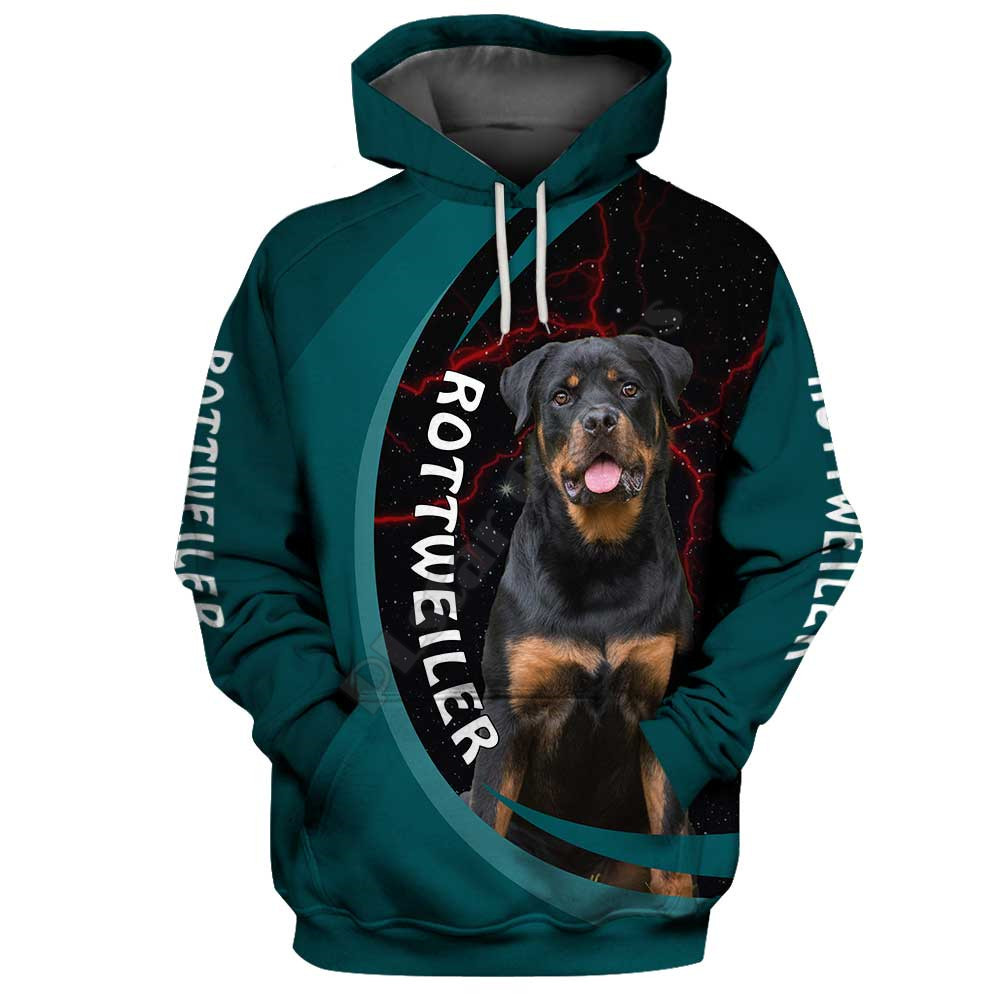 Title 7, 3D Digital Foreign Style Dog Print Crew Neck Ca...