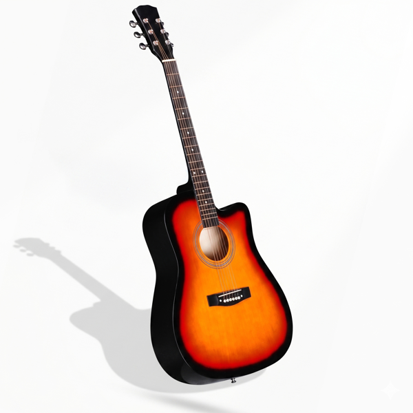 Sunset Color 41-inch Dreadnought Barrel-shaped Cutaway Acoustic Guitar With Pick, Strings, Capo, Gig Bag, Tuner, Wrench Tool, And Shoulder Strap — foto 4
