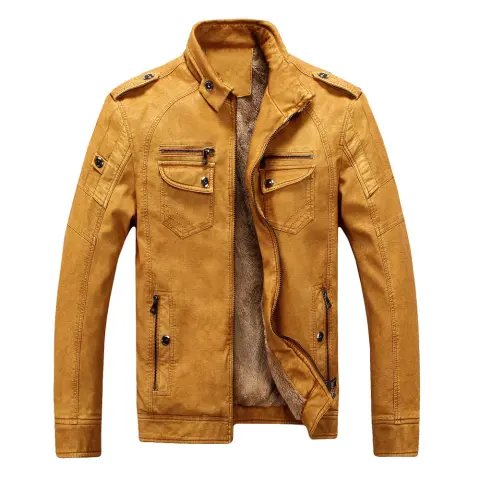 Leather Jacket Plus Velvet Washed Retro