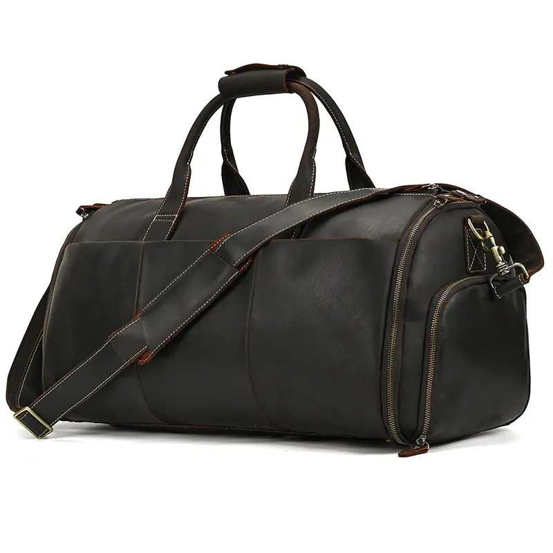 Leather Man Folding Business Travel Bag with Shoe Pocket