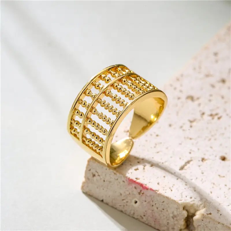 Retro Abacus Shape Geometric  Ring Female Copper Plated 18K Gold