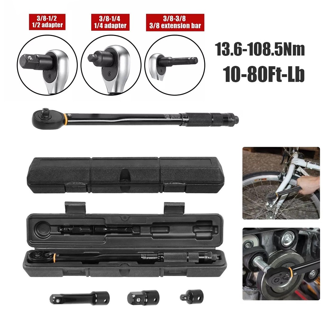 3-in-1 Square Drive Torque Wrench Ratchet 13.6-108.5Nm 10-80 Ft-Lb — image 6