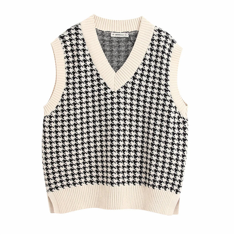 Title 7, Houndstooth knitted vest vest