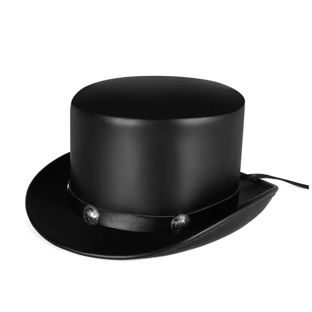 PU Leather Dome Unisex Magic Hat Gentleman Party Hat Black - Shop at LoveMi
