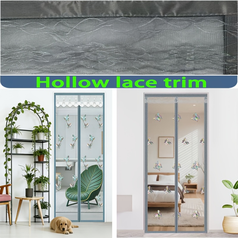 Durable Mosquito Mesh Door, Butterfly Embroidery, Magnetic Auto-Close, Thick Net, Self-Adhesive, Easy Install, Bedroom, Kitchen, Living Room, Balcony — foto 9