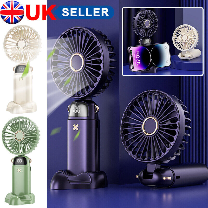 Portable Hand-held Fan Mini Folding Desk Fan Cooler Cooling USB Rechargeable 12