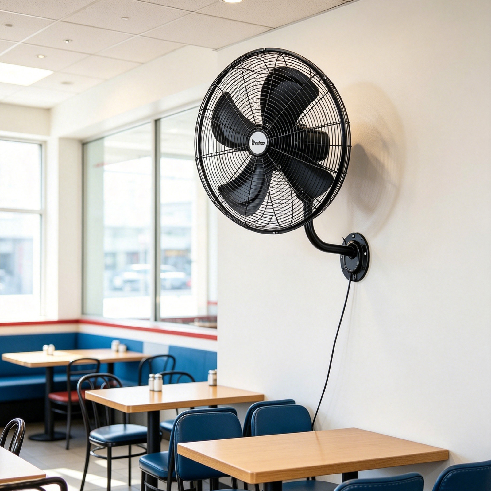 18 Inch High Velocity Oscillating Wall Mount Fan, 3 Speed Heavy Duty Metal Industrial Wall Fan, Horizontal Oscillation & Tilt Adjustable, 110V Wall Fan For Commercial Restaurant Garage Worksho — foto 3