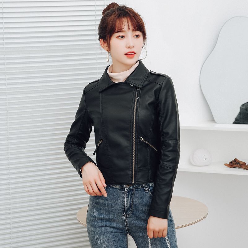 Title 5, Damen Korean Style Slim Plus Size Lederjacke mi...