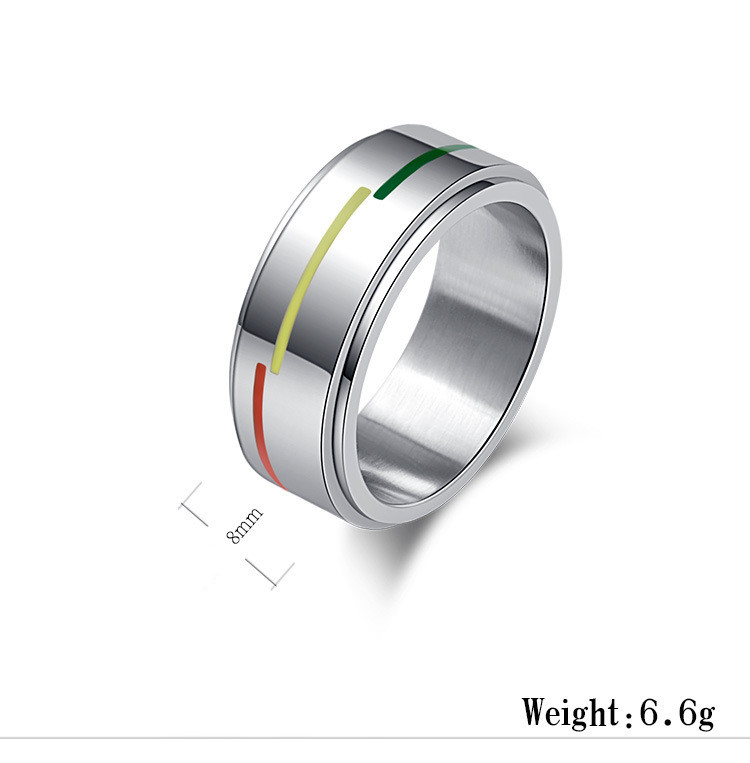 Silver Rotatable Rainbow Flag Ring Simple