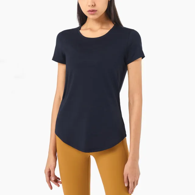Women's High Elastic Casual Sports Top Short Sleeve T shirt Black - Shop at LoveMi