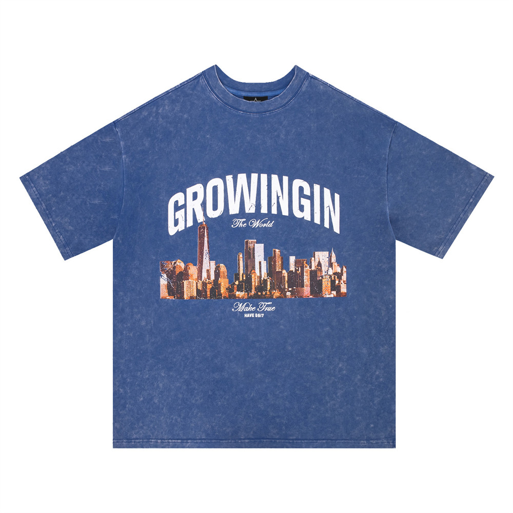City Landscape Printed Short-sleeved T-shirt Men