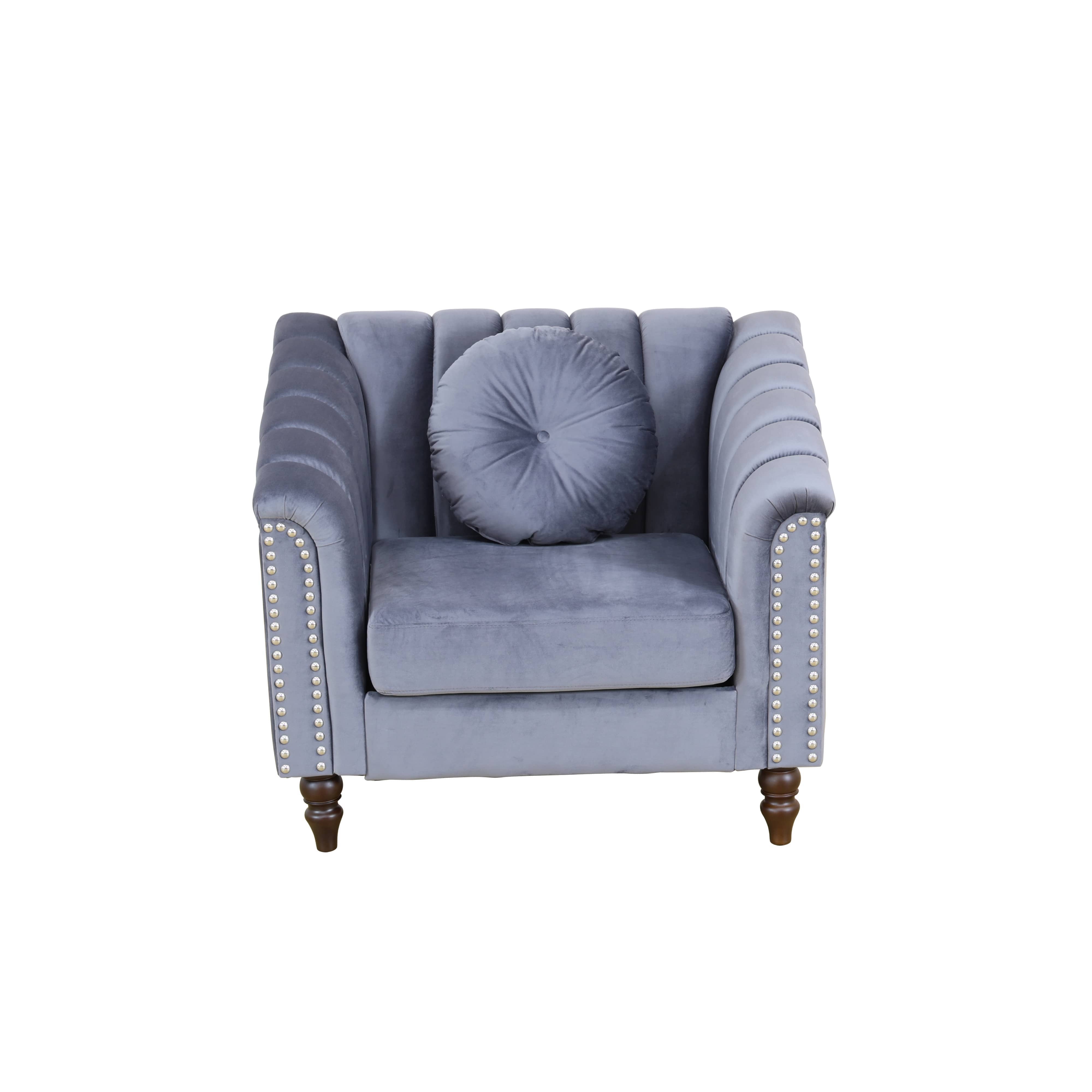 Pickup Only--Grey Microfiber 3-Piece Couch Living Room Sofa Set