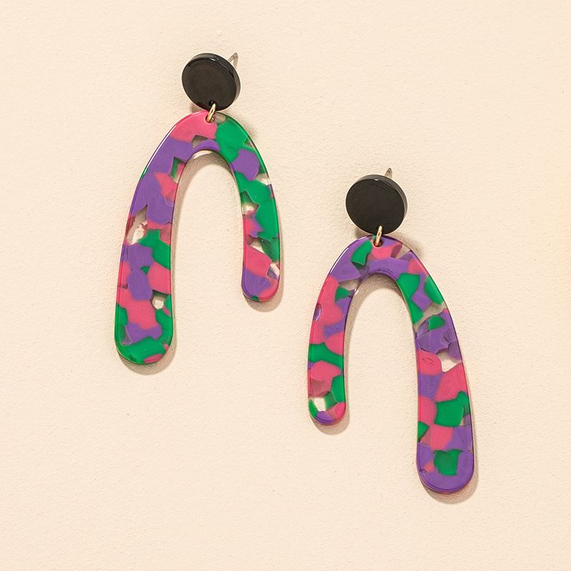 Resin Acetate Plate Pattern Color Matching Earrings