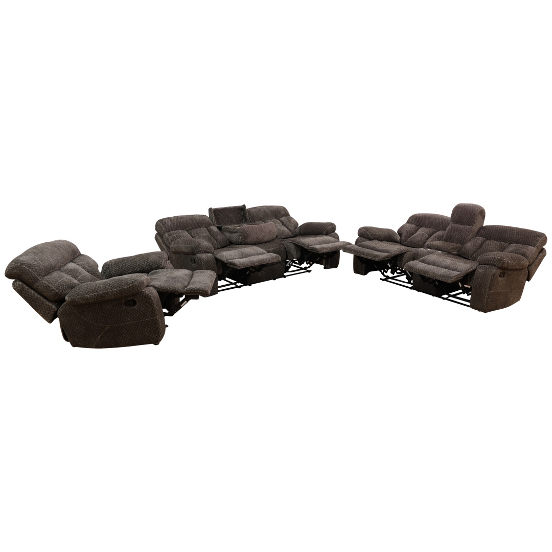 Pickup Only--Brown Cashmere Fleece Living Room Recliner Intelligent 3-Piece Sofa Set