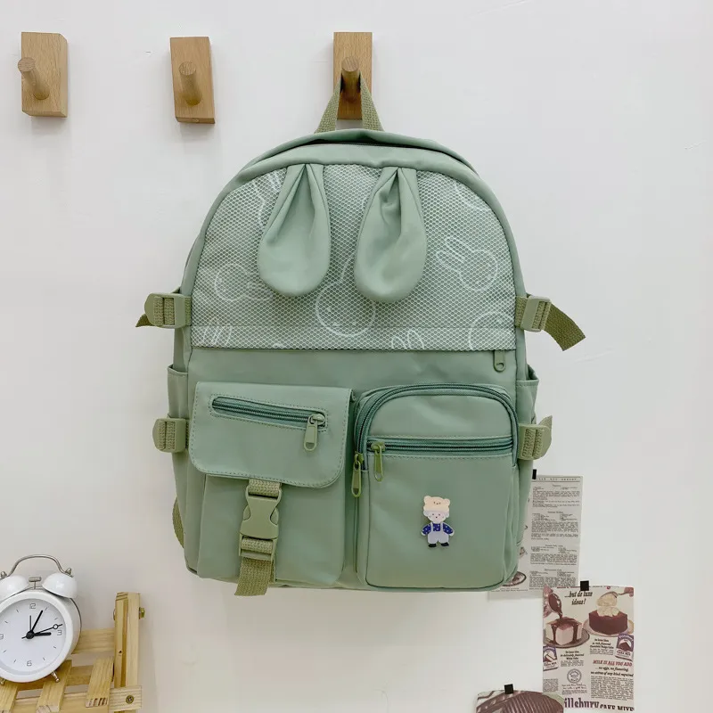 Cute Girl Backpack With Large Capacity And Light Shoulders - Green