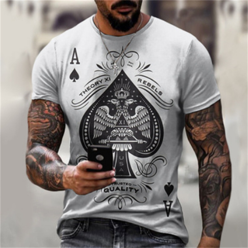 Casual Round Neck Short Sleeve 3D Digital Printing T-shirt