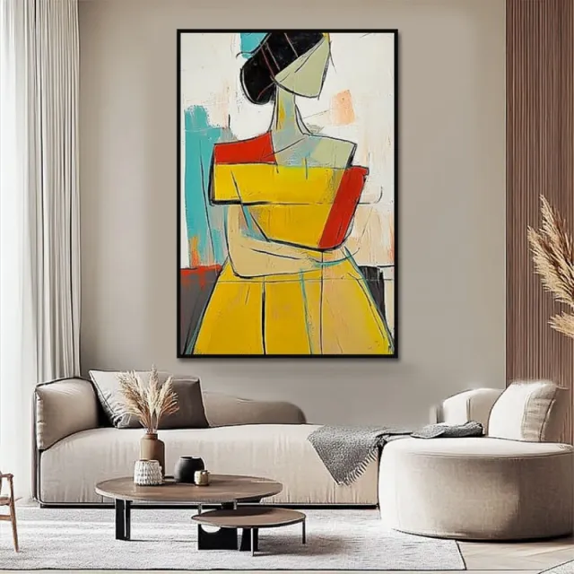 Abstract Woman People Handmade Painting Large Brown Yellow Texture Painting Vintage Abstract People Art Wabi Sabi Wall Art Without Inner Frame - Shop at LoveMi