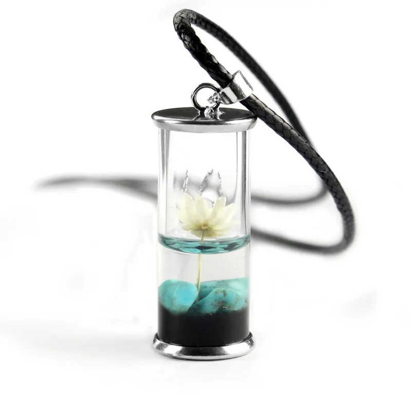 Natural Dried Flower Pendant Drip Glue Dried Flower Daisy Necklace - White Daisy