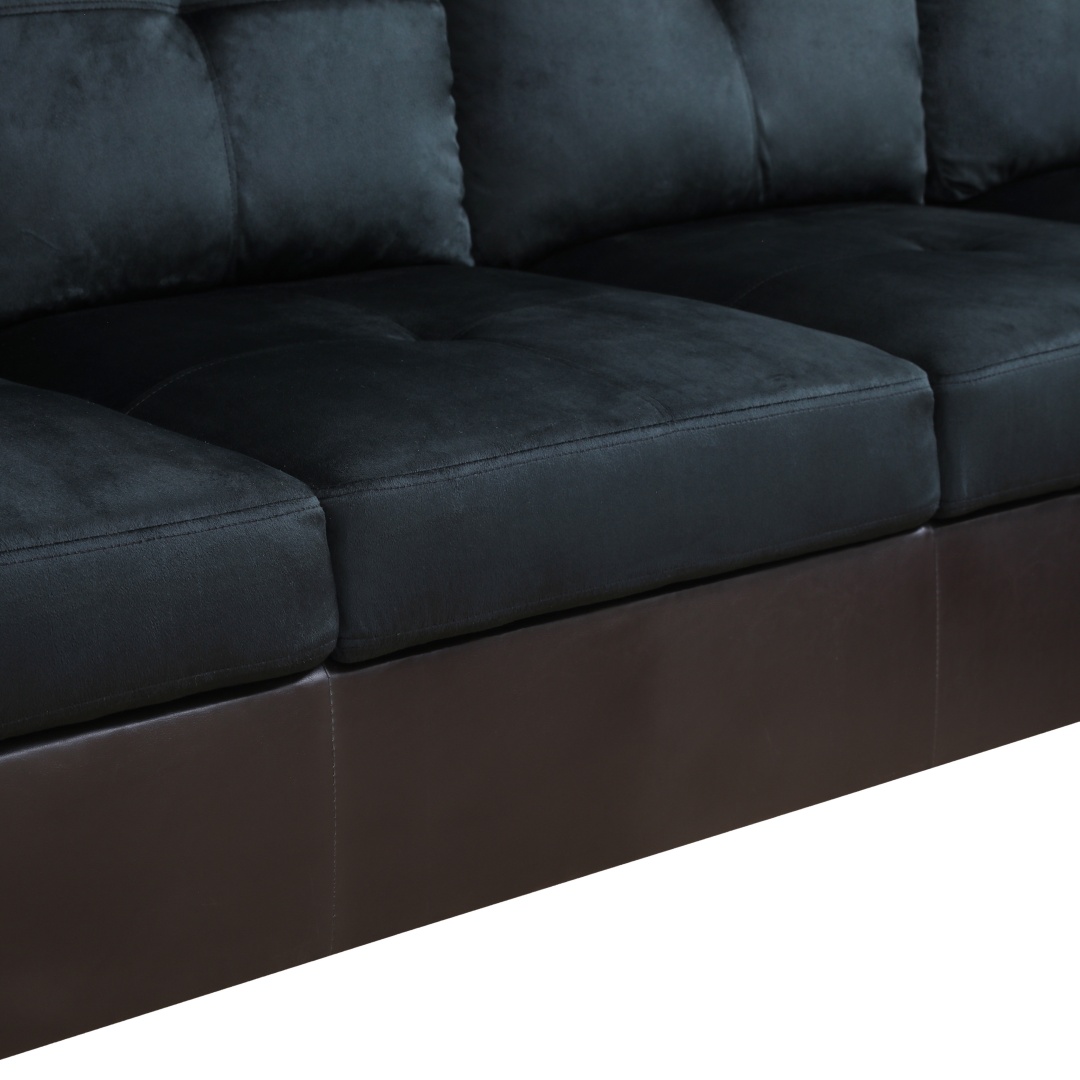 Pickup Only--Dark Blue And Brown Color Lint And PVC 3-Piece Couch Living Room Sofa Set