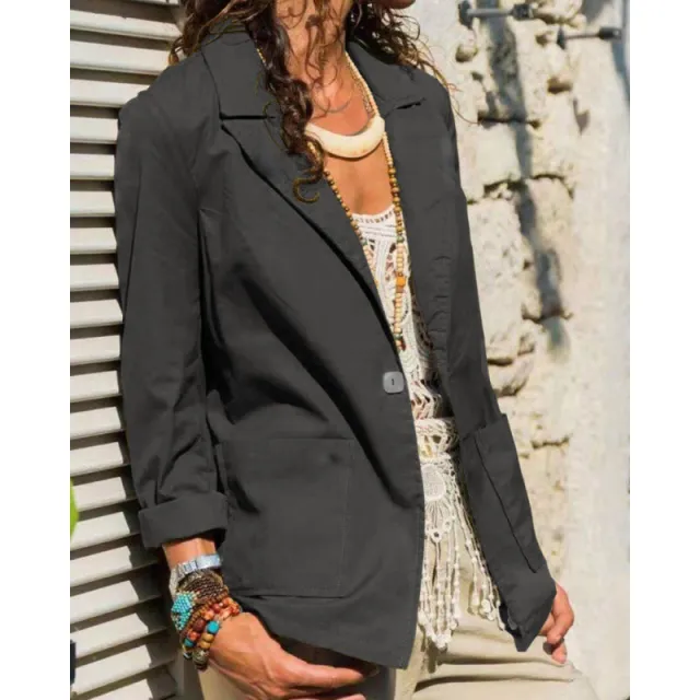 European And American Cotton And Linen Casual Women's Suits Black - Shop at LoveMi