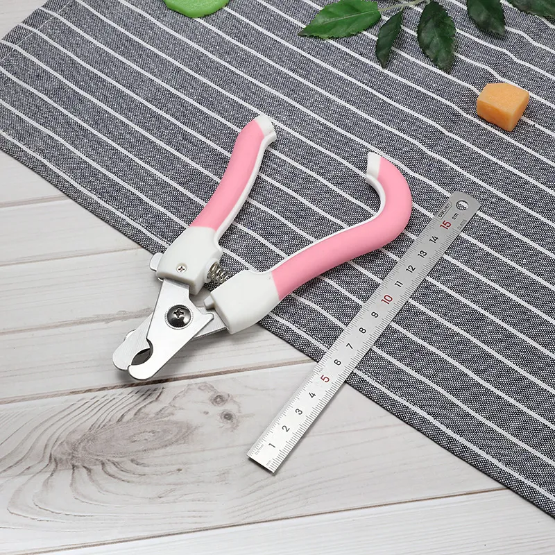 Pet Cat Dog Nail Scissors - Pink Curved Handle Small Size