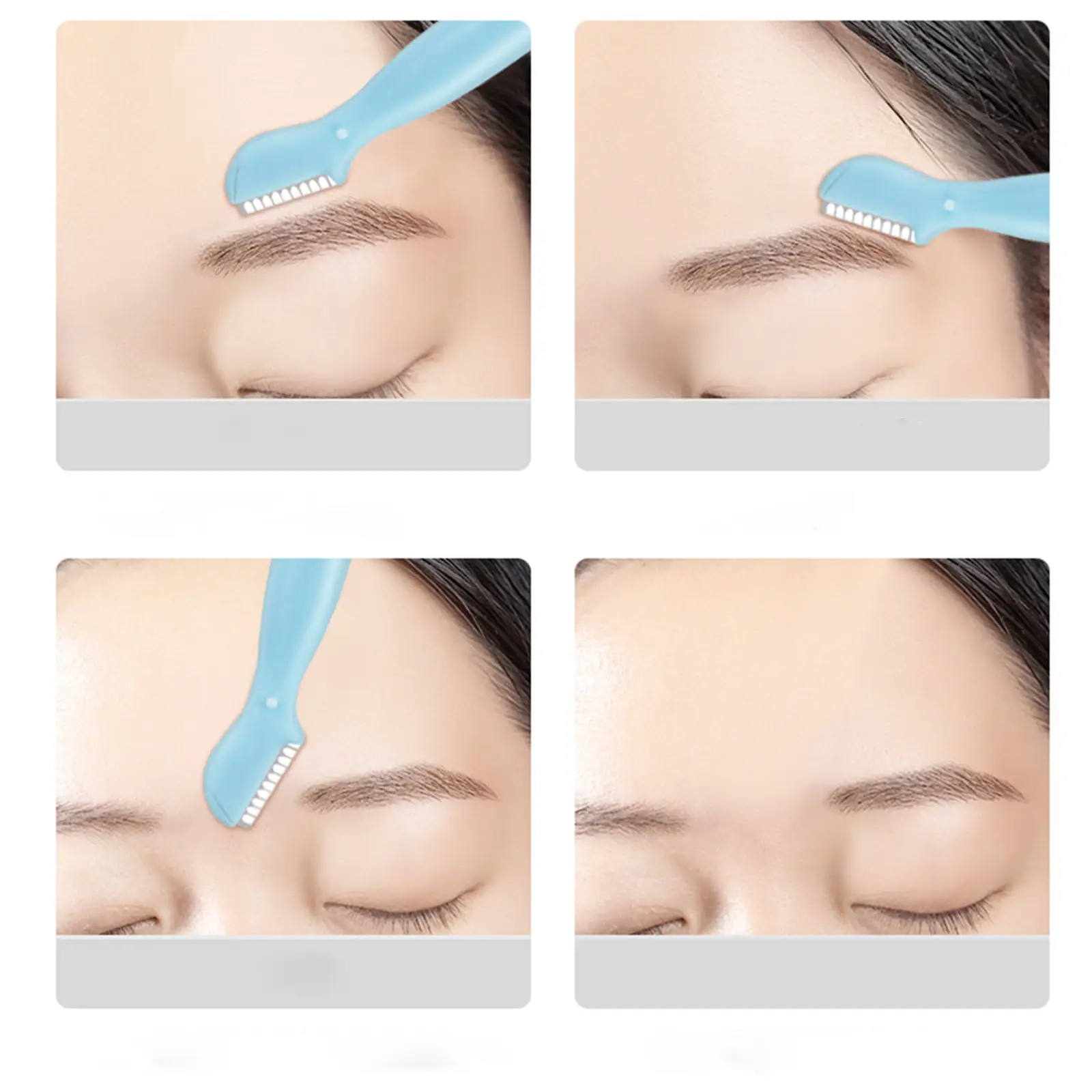 4 Pcs Straight Handle Round Head Eyebrow Trimmer Beauty Tools Beginner Anti-scratch Eyebrow Trimmer Eyebrow Razor Portable Face Razor Eye Brow Epilation Hair Re