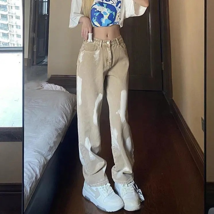 Women's High Waist Slim Loose Straight Wide Leg Pants