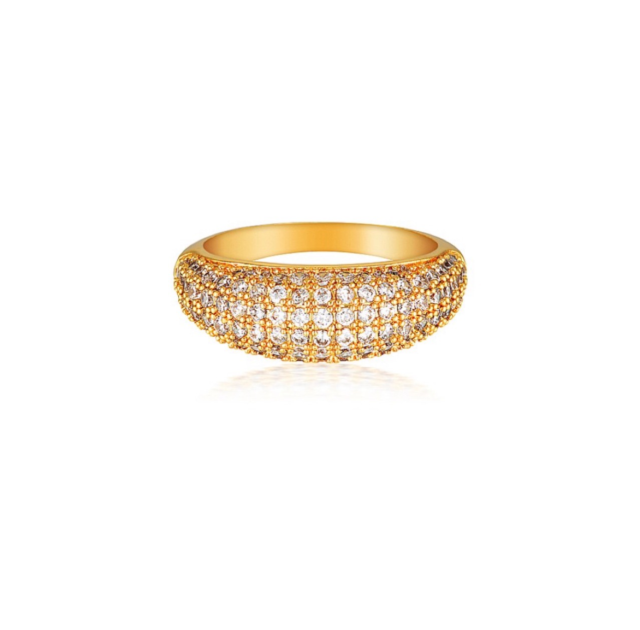 Full Diamond Circle Premium Stainless Steel 18k Gold Plated Ring