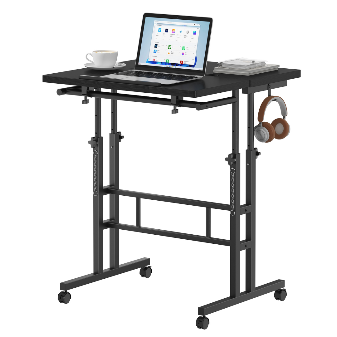 Separate-top Rotating Standing Desk, Manually Adjustable-height Wheeled Mobile Worktable, Sit-stand Dual-purpose Office Desk - imagen 1
