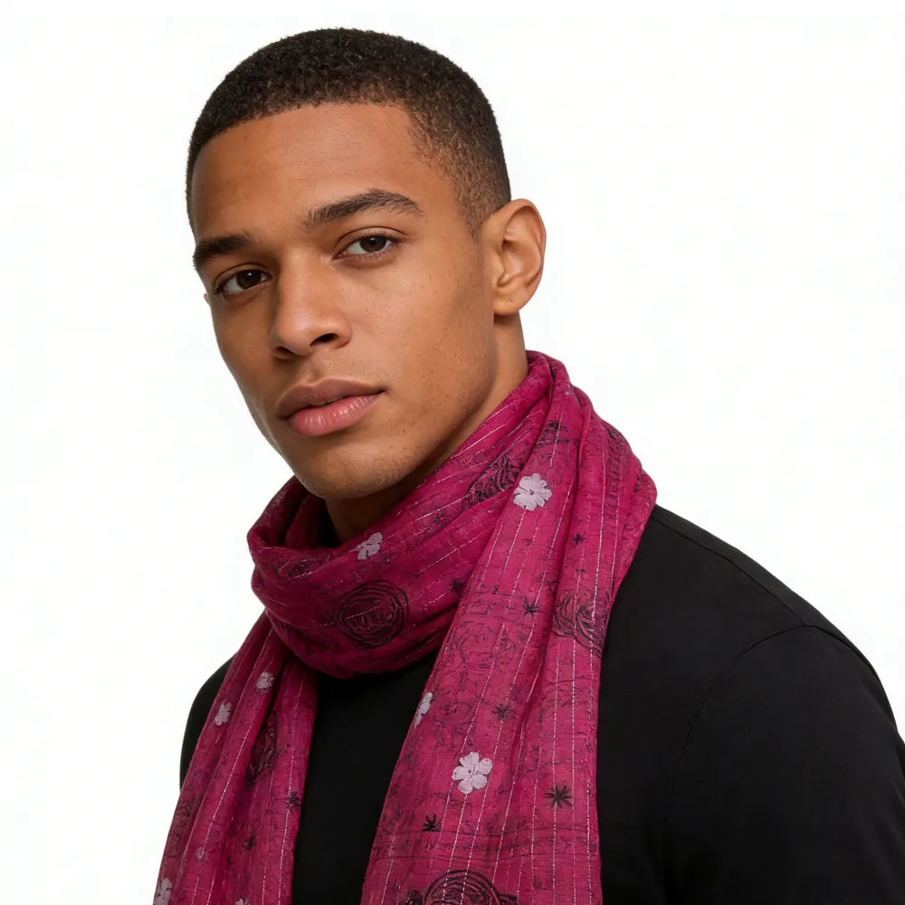 Hot P Ink Printed Square Scarf, Oversized