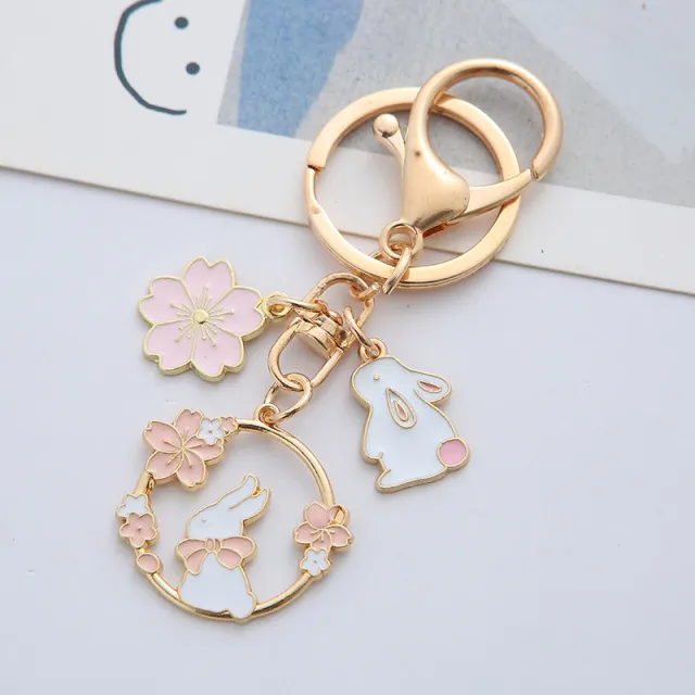 Cute Rabbit Cat Alloy Keychain Pendant Rabbit - Shop at LoveMi