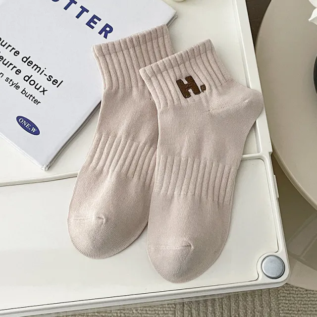 Girls' Cotton Embroidered Socks Deodorant Khaki - Shop at LoveMi